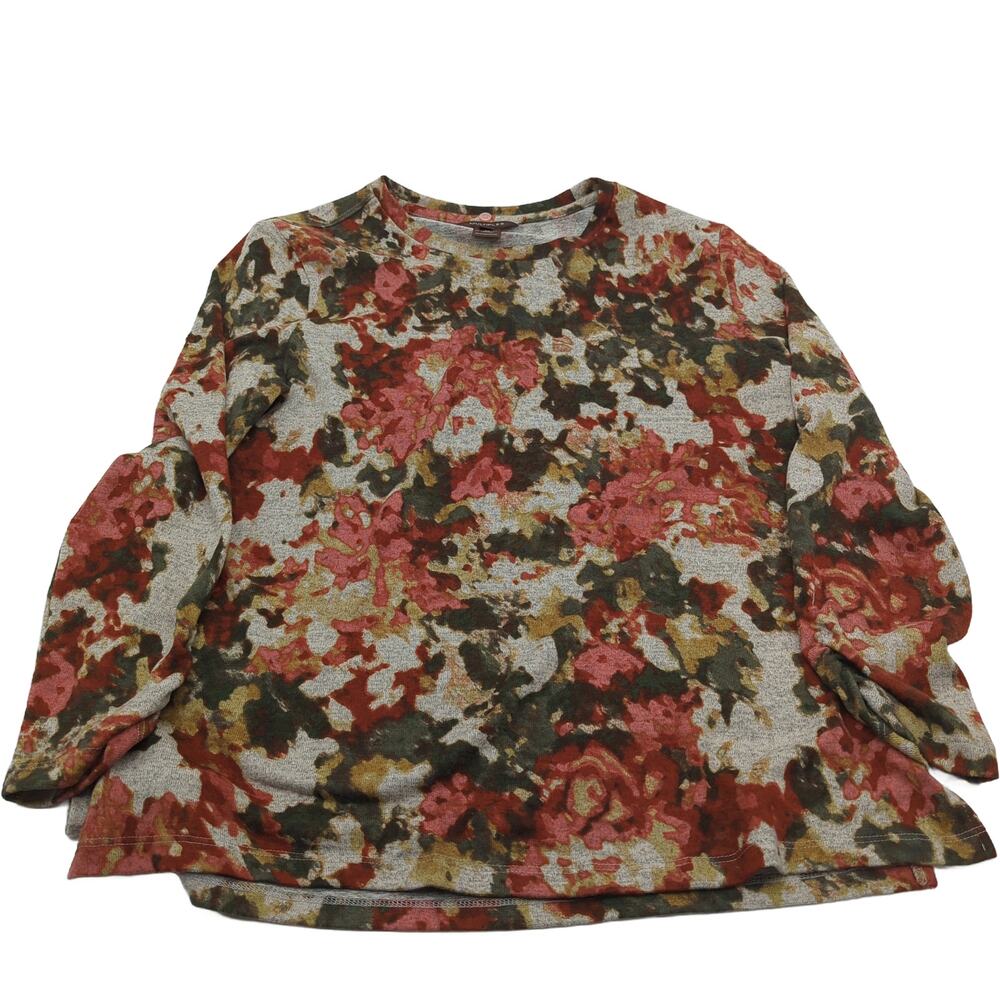 MULTIPLES L Floral Multicolor Knit Pullover